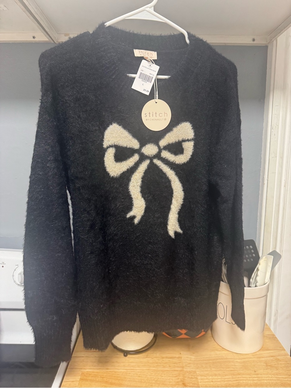 Fuzzy Bow Sweater